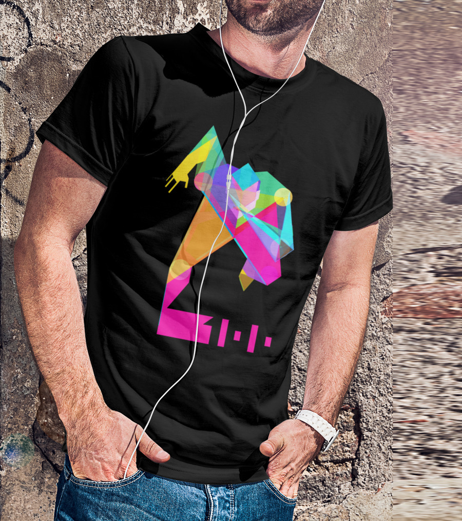 100m Sprint Geometric Runner Vibrant Colors T-Shirt