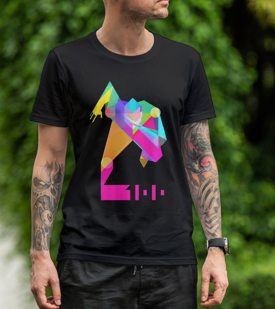 100m Sprint Geometric Runner Vibrant Colors T-Shirt