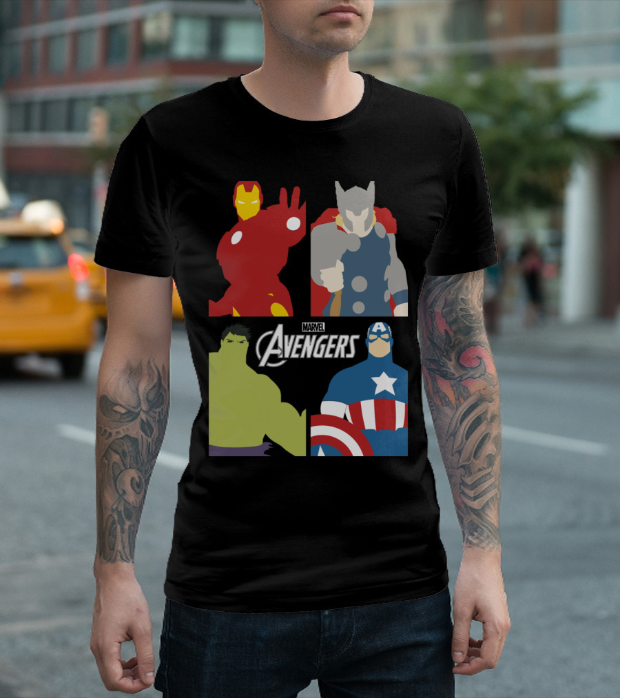 Marvel Avengers Minimal Heroes Iron Man Thor Hulk Captain America T-Shirt