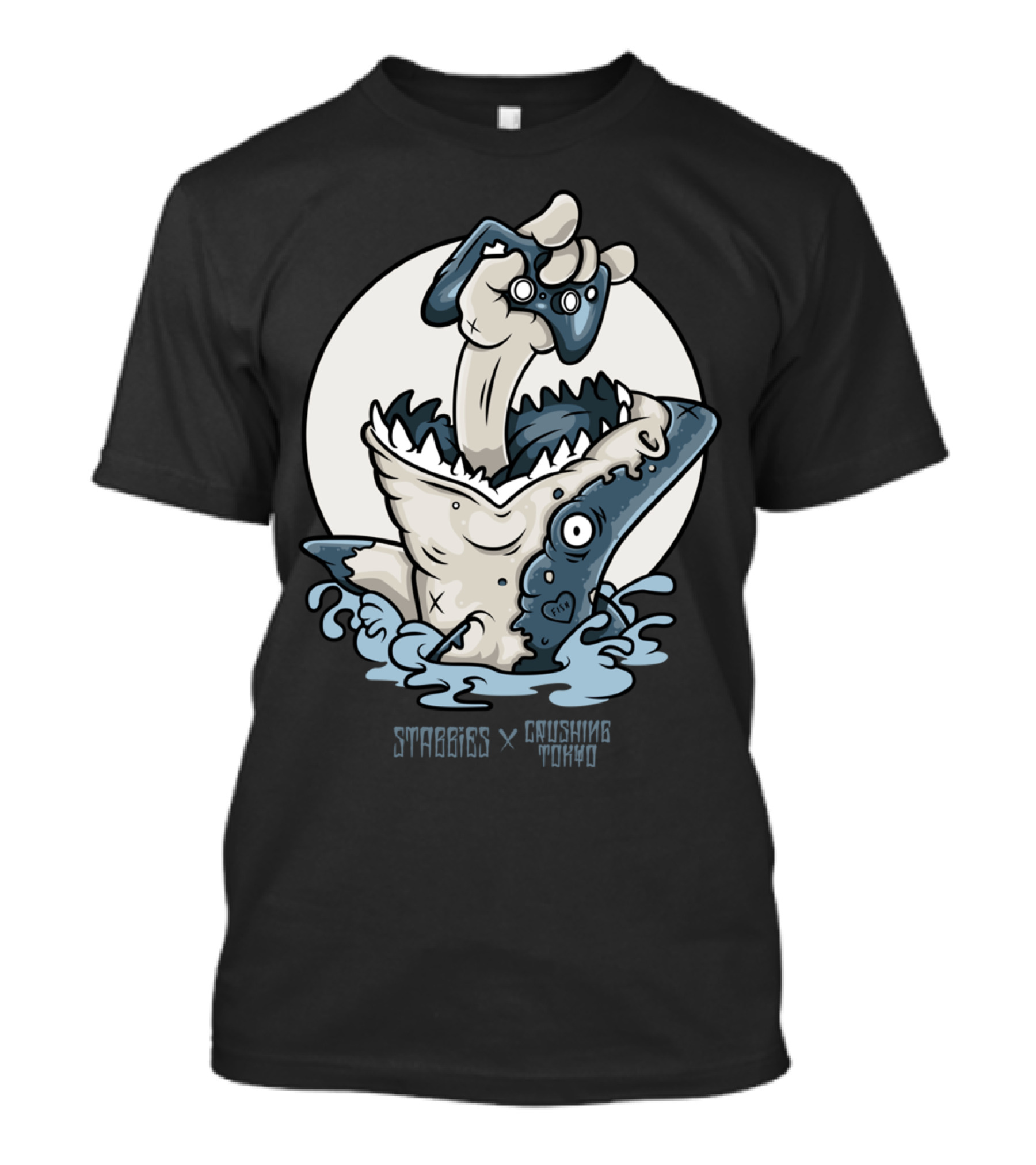 STABBIES X CRUSHING TOKYO SHARK GAME CONTROLLER ATTACK T-Shirt