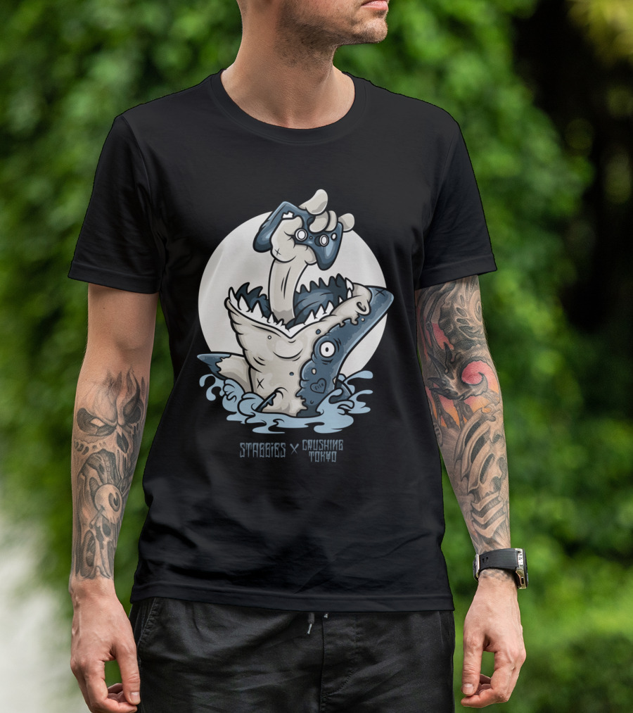 STABBIES X CRUSHING TOKYO SHARK GAME CONTROLLER ATTACK T-Shirt