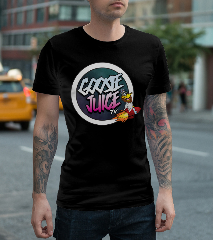 GOOSIE JUICE TV Cartoon Duck Rocket Burst T-Shirt