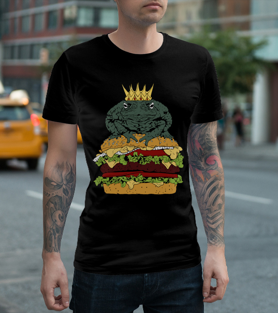 King Of Burgers Frog Crown Cheese Lettuce Stack T-Shirt