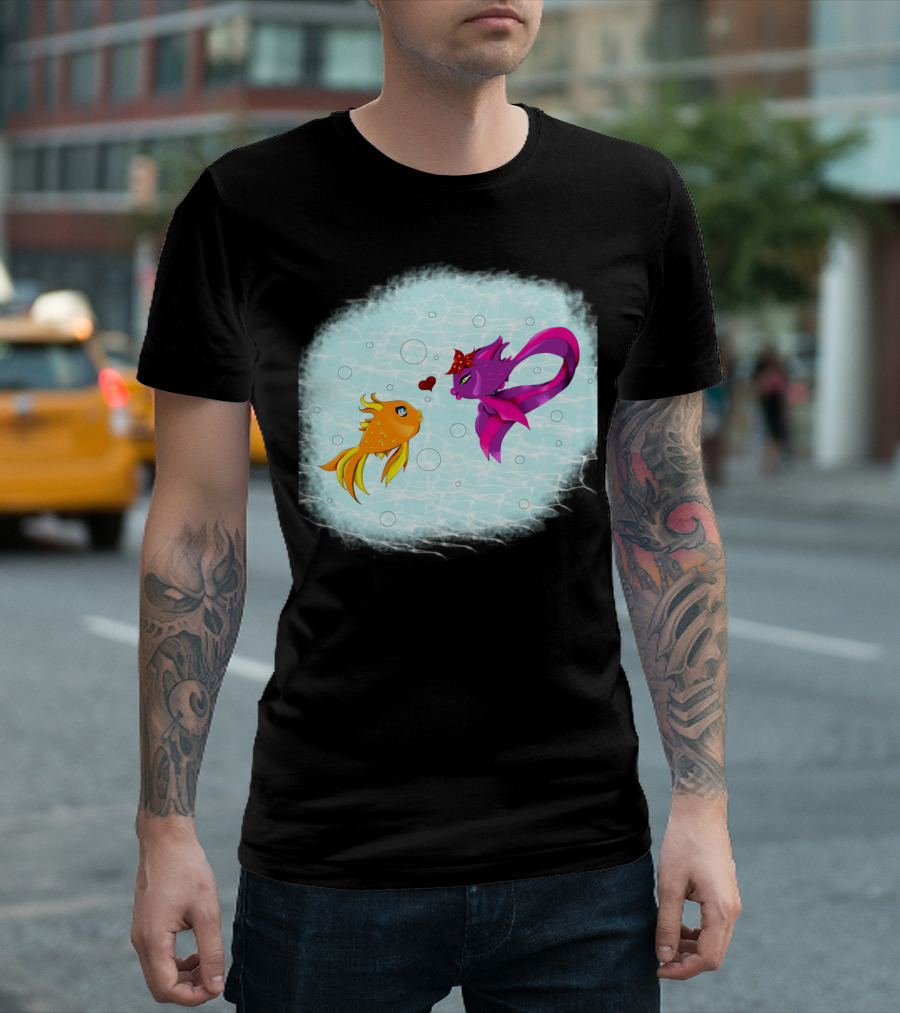 Fish Love Heart Bubble T-Shirt