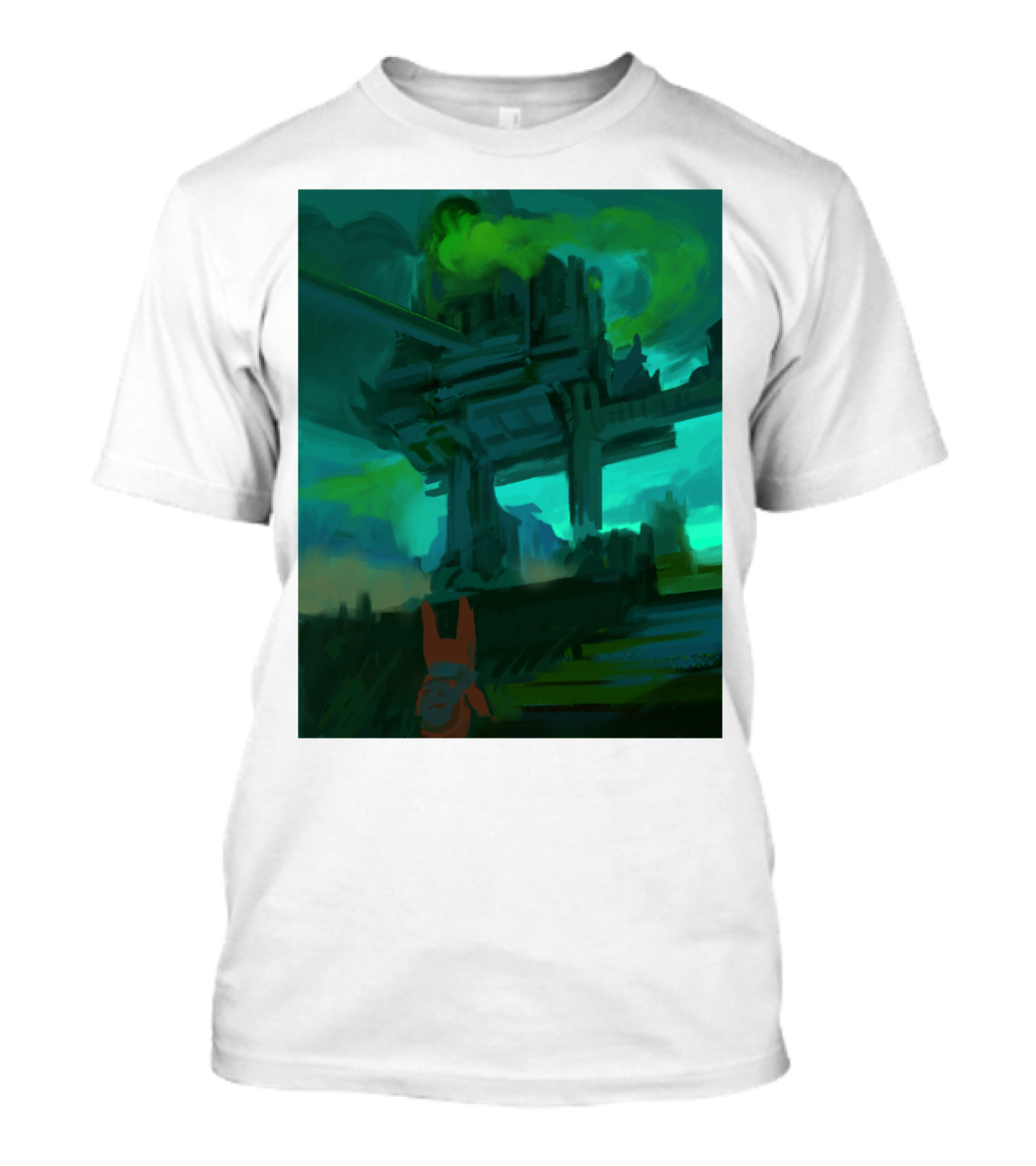 Kit The Red Rabbit Eerie Green Sci-Fi Structure And Atmosphere T-Shirt
