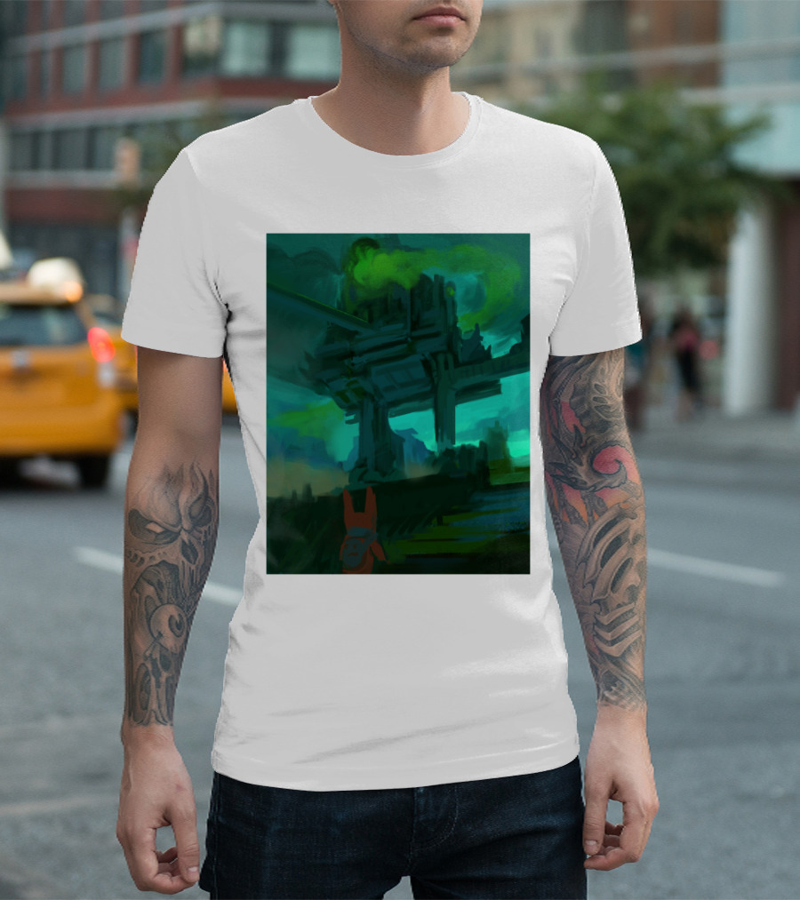 Kit The Red Rabbit Eerie Green Sci-Fi Structure And Atmosphere T-Shirt