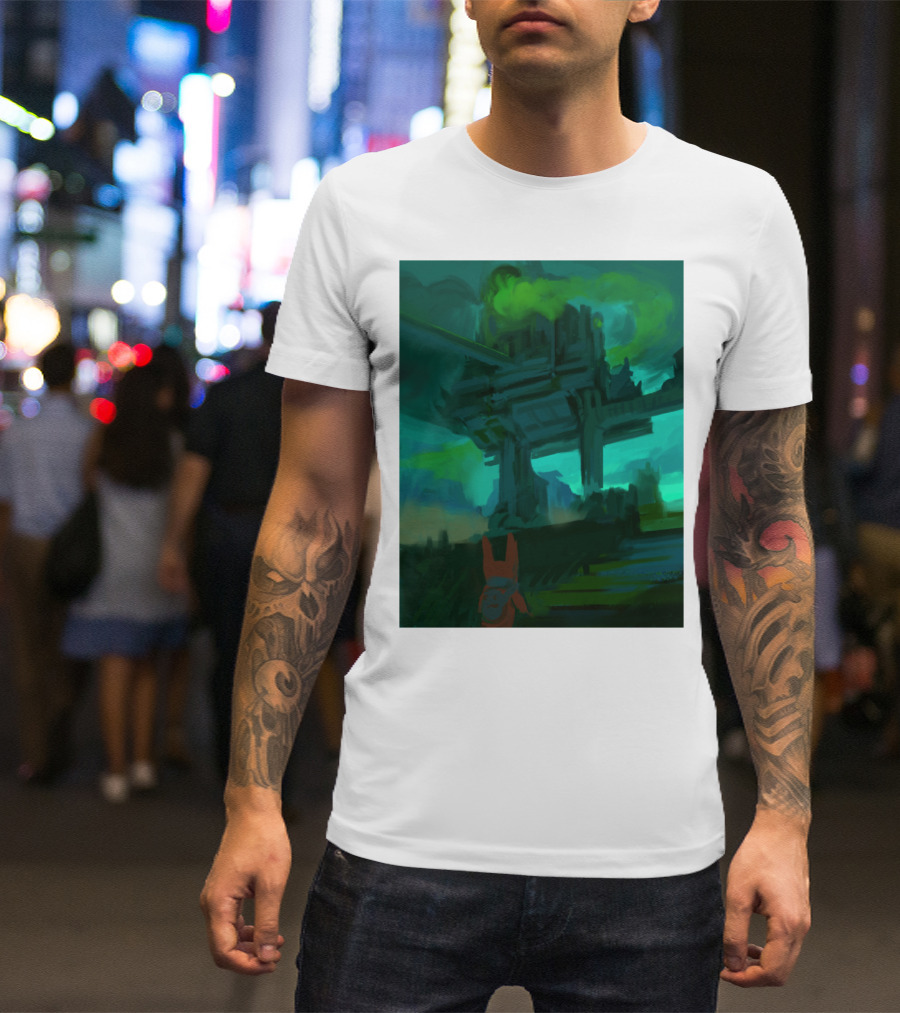 Kit The Red Rabbit Eerie Green Sci-Fi Structure And Atmosphere T-Shirt