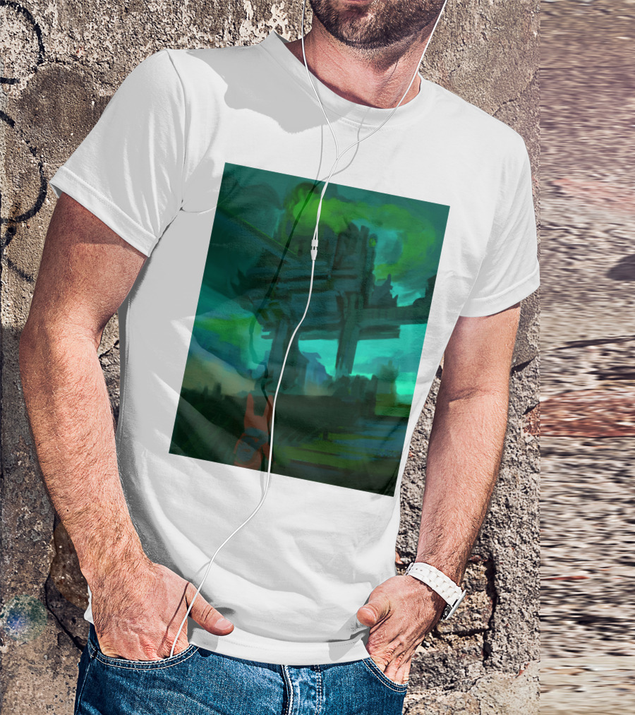 Kit The Red Rabbit Eerie Green Sci-Fi Structure And Atmosphere T-Shirt