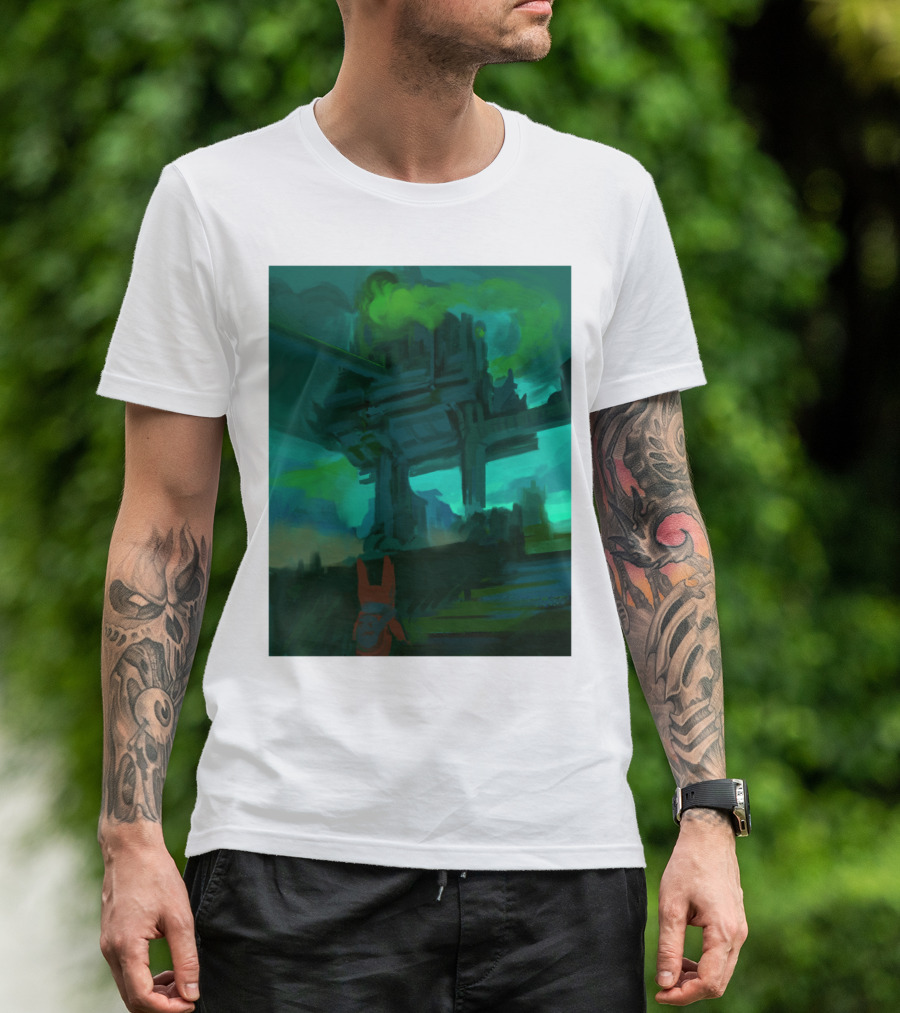 Kit The Red Rabbit Eerie Green Sci-Fi Structure And Atmosphere T-Shirt