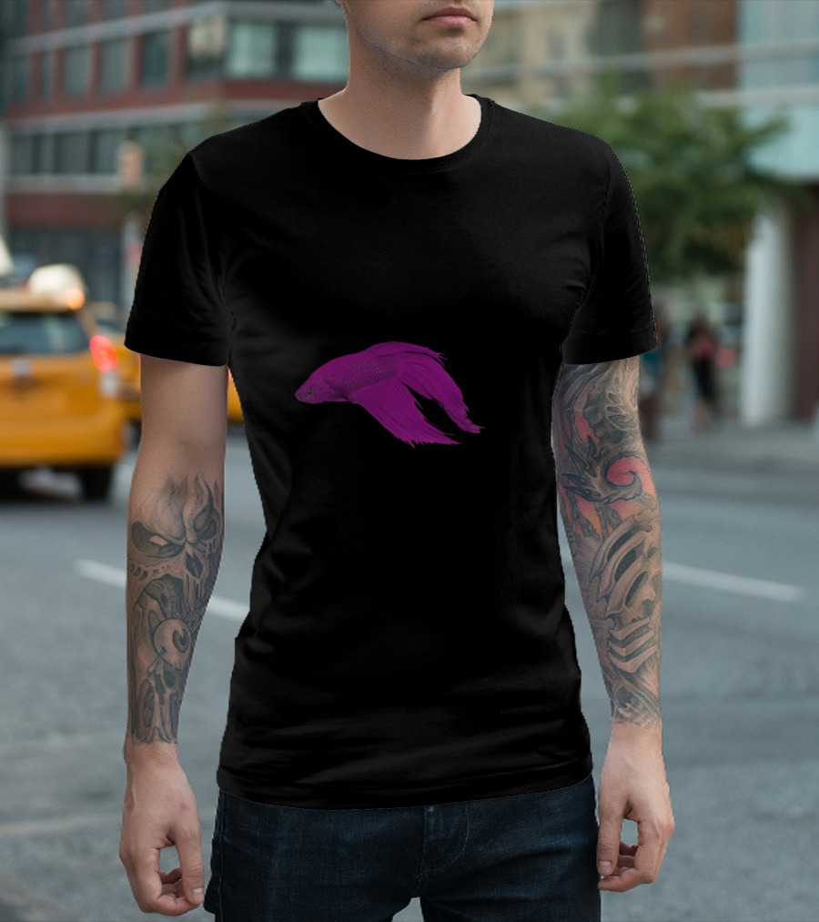 Fish Never Sleep Abstract Pink Betta Fish T-Shirt