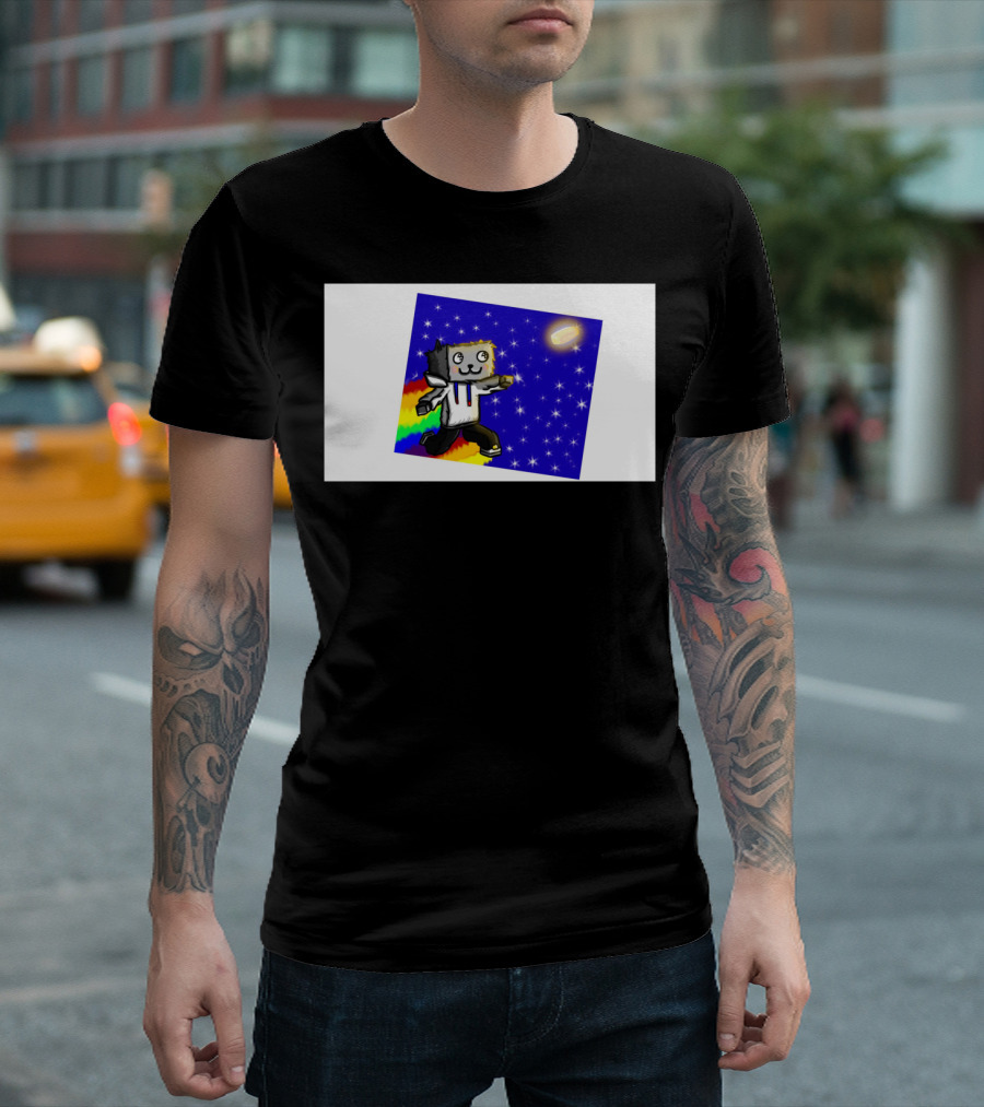 Coffee Cup #1 Starry Rainbow Cat Chase T-Shirt