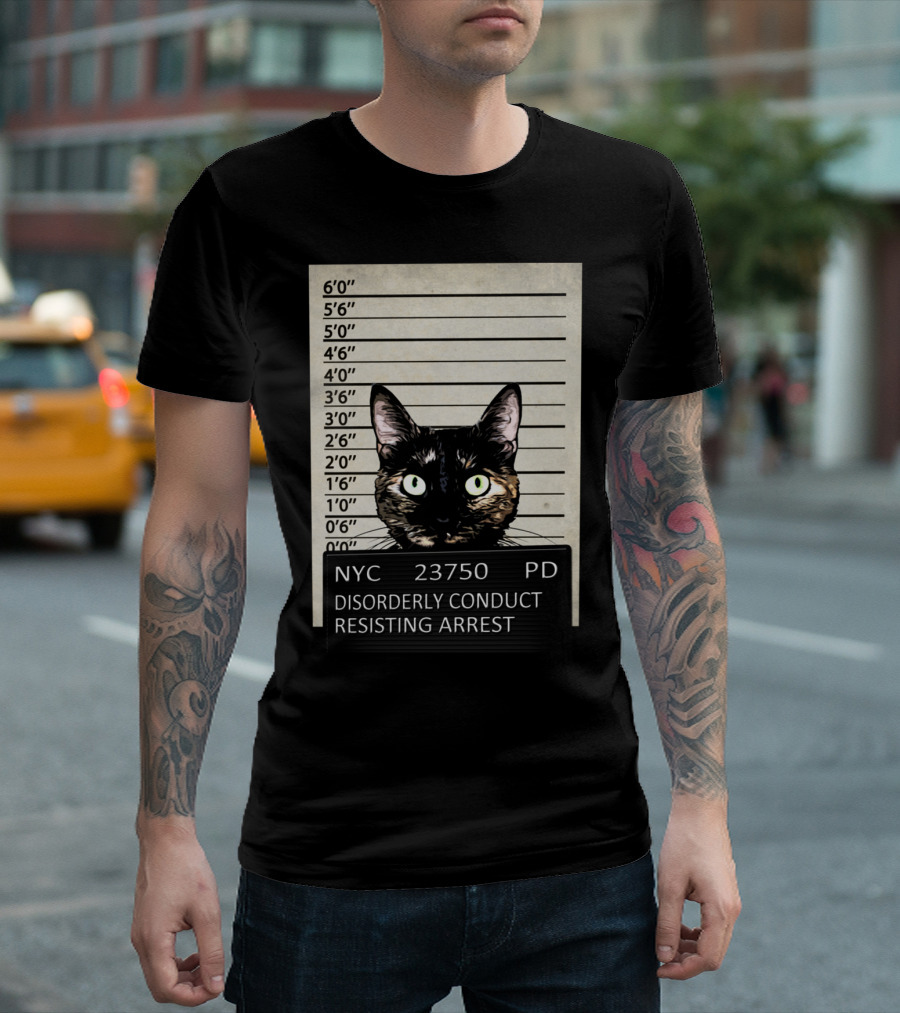 Cat Mugshot NYC Disorderly Conduct Resisting Arrest T-Shirt