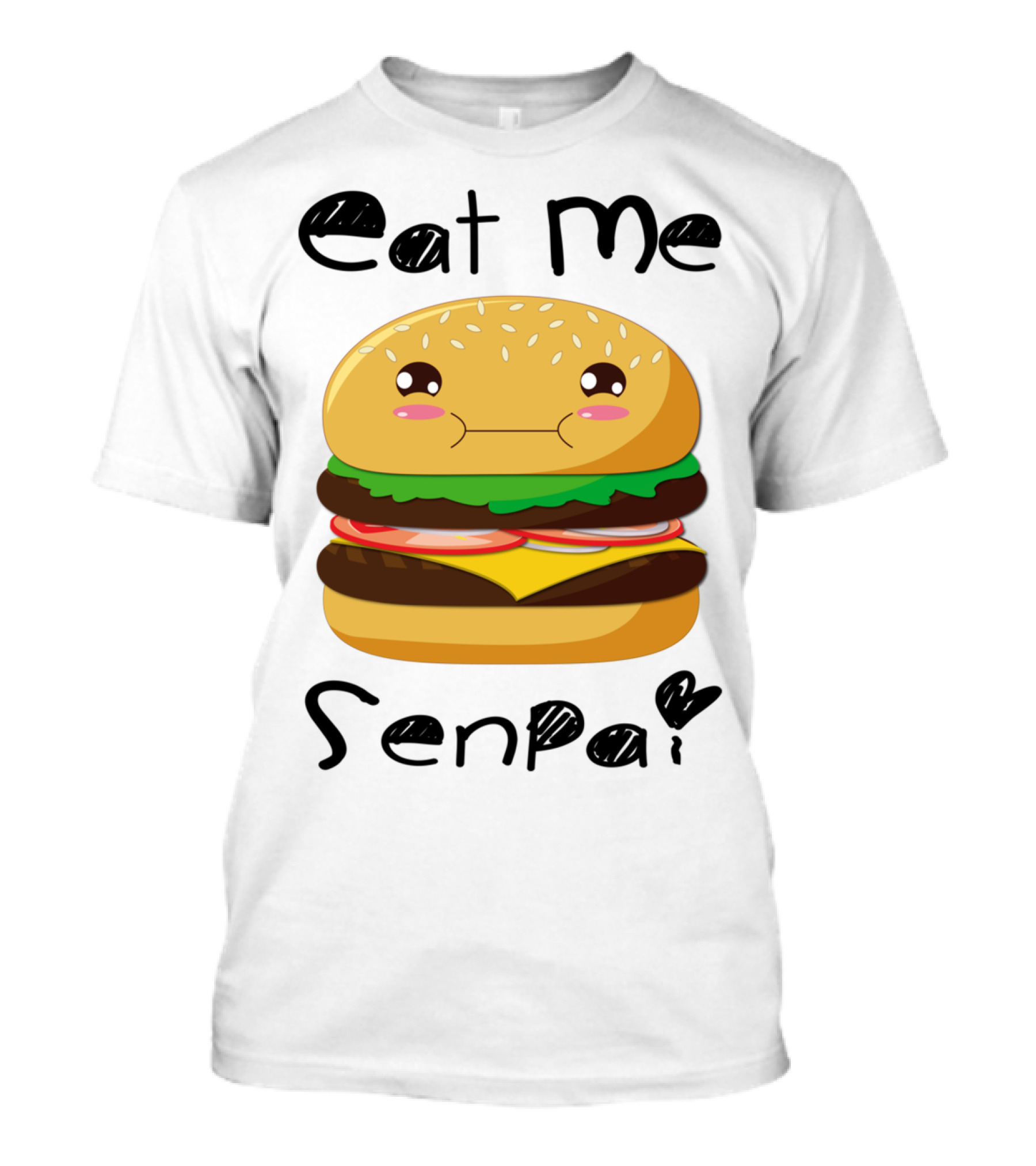 Eat Me Senpai Cute Kawaii Burger Face With Blush T-Shirt