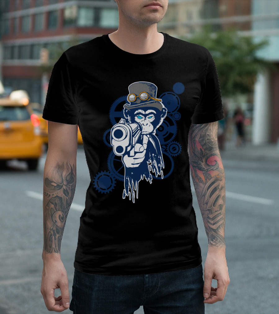 Monkey Gear Steampunk Top Hat Timepiece Gears T-Shirt