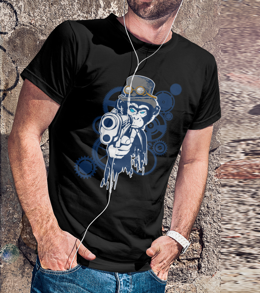 Monkey Gear Steampunk Top Hat Timepiece Gears T-Shirt