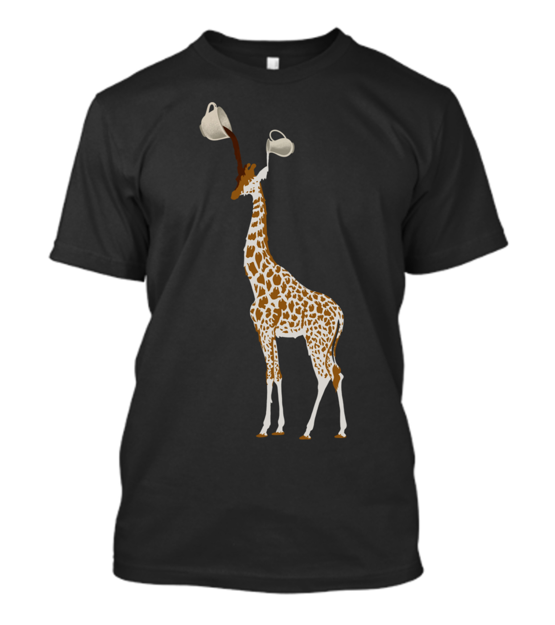 COFFEE GIRAFFE WITH MUGS AS EARS T-Shirt
