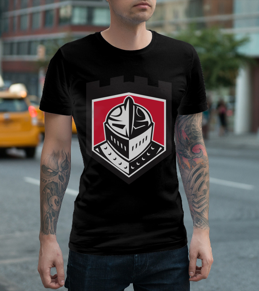 Knight Helmet Shield Emblem Badge T-Shirt