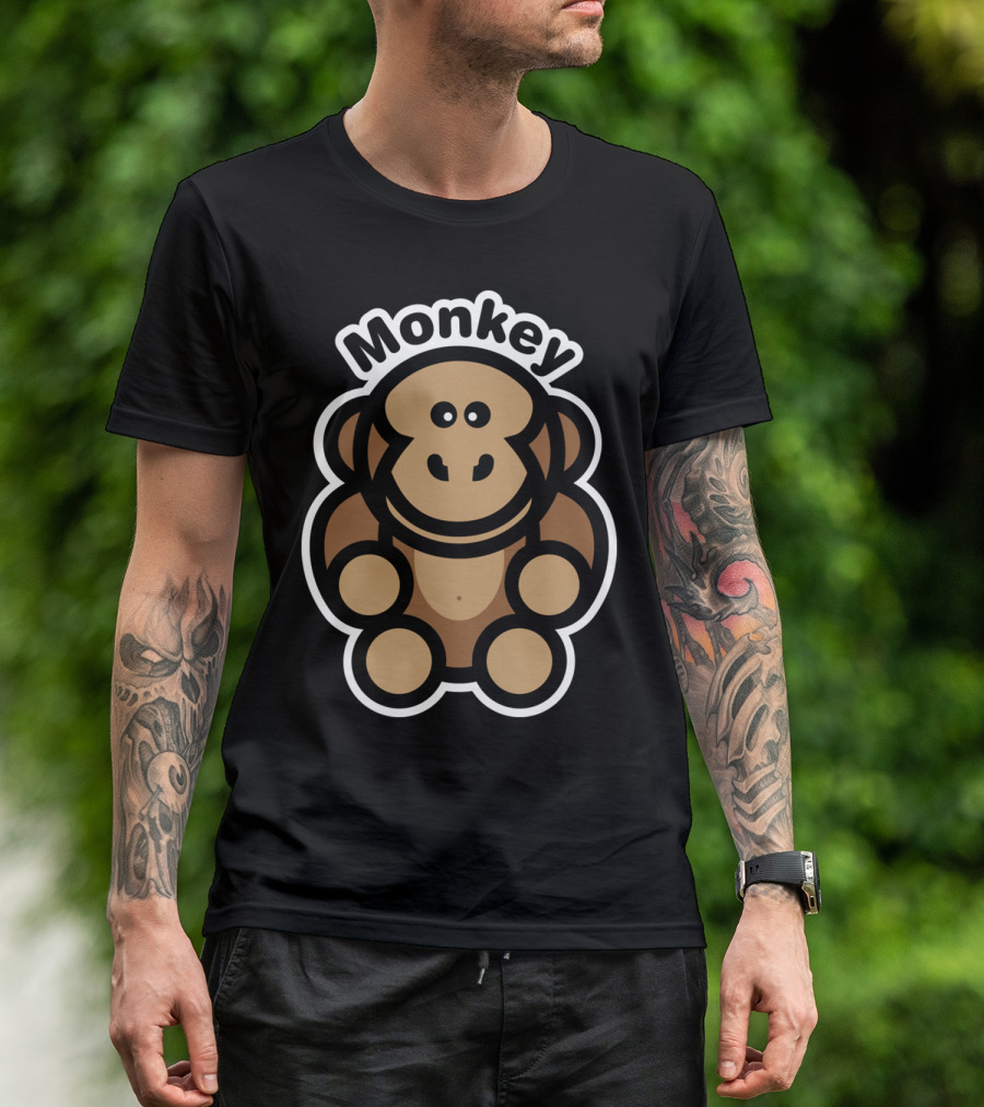 Monkey Playful Brown Cartoon T-Shirt