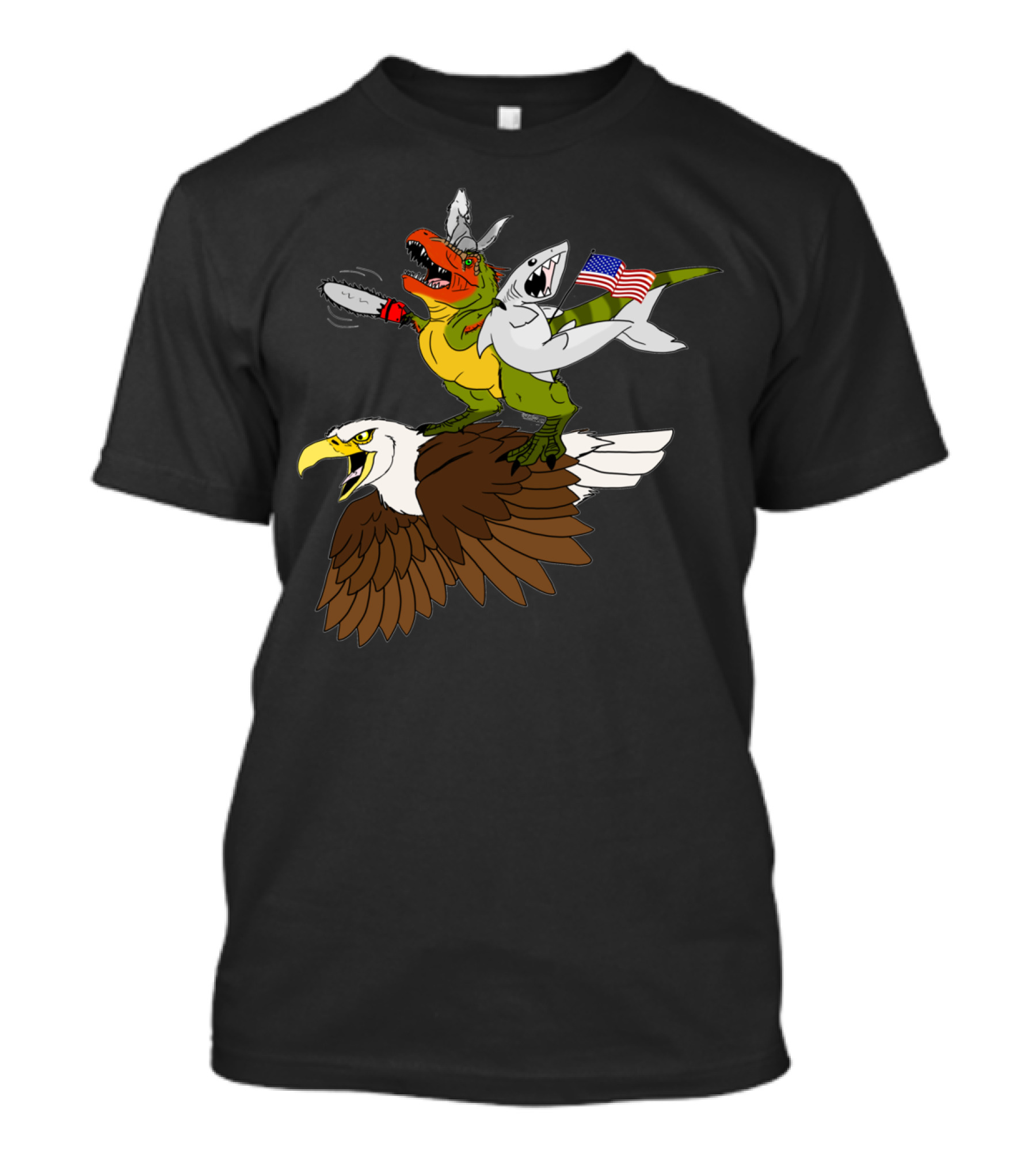 Eagle Dinosaur Shark Freedom Fighter Overload T-Shirt