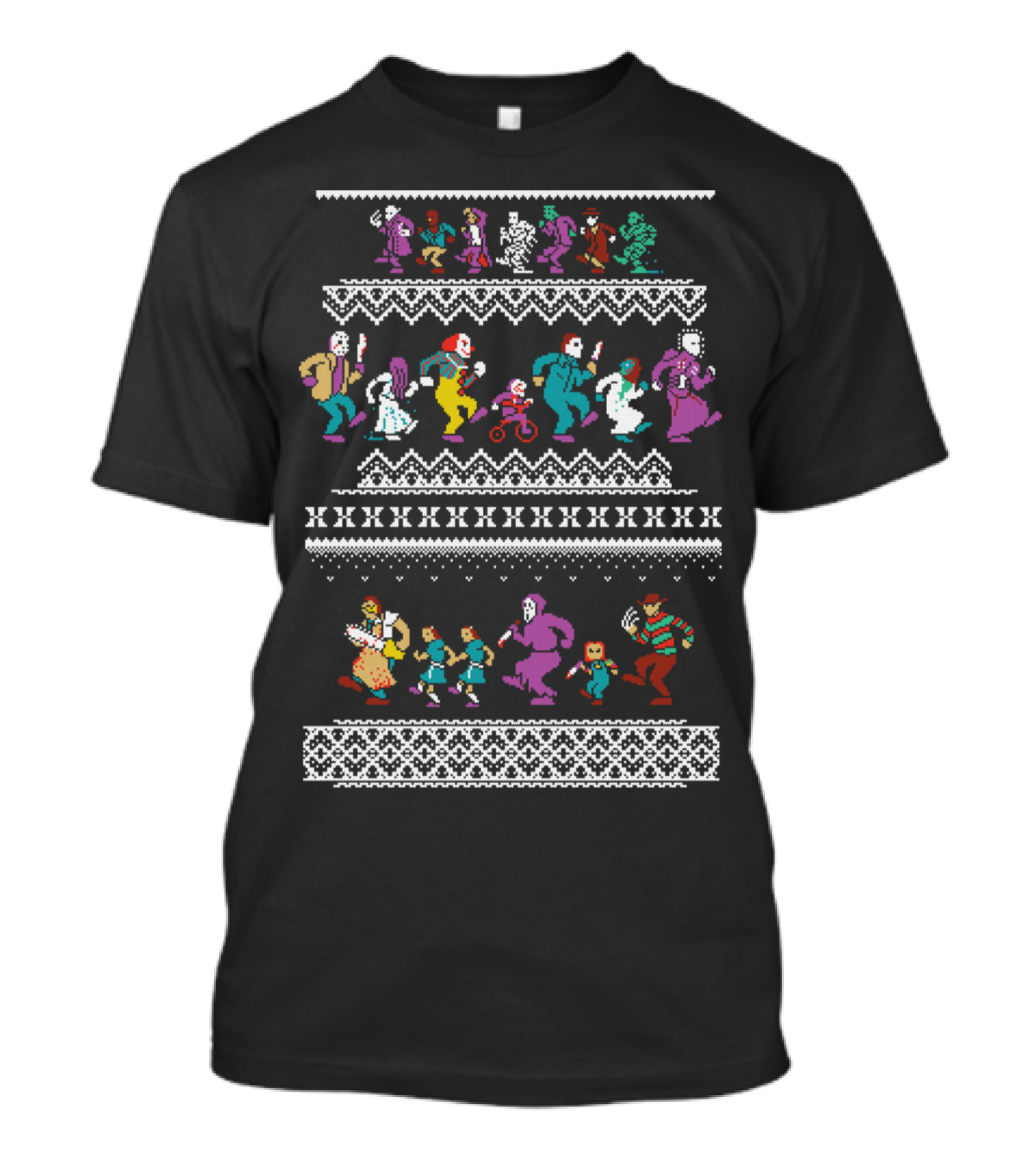 Monster Holiday Horror Icons Festive Dance Party T-Shirt