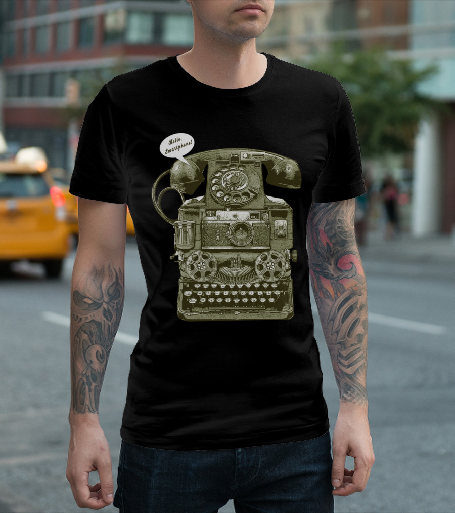 Hello, Smartphone Vintage Communication Mashup T-Shirt