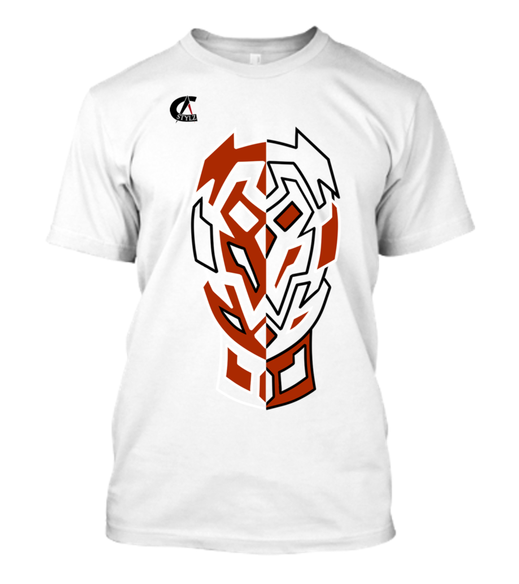 2 Face Illusion Tribal Abstract Split T-Shirt