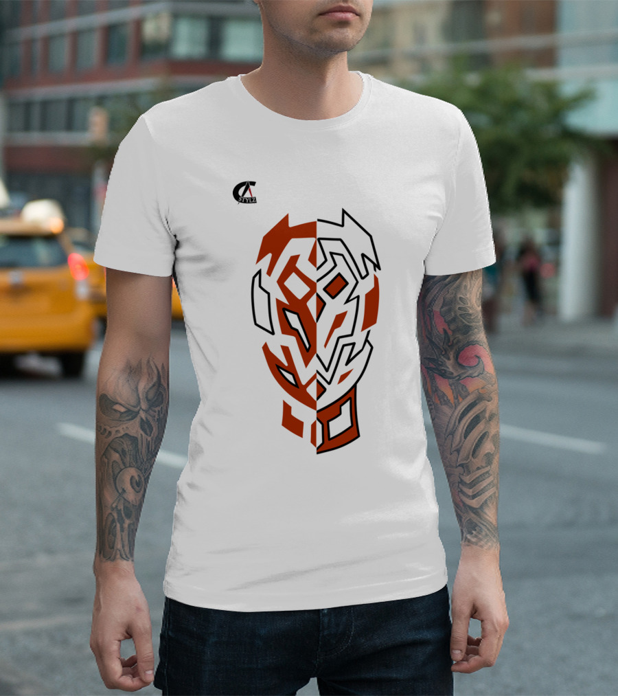 2 Face Illusion Tribal Abstract Split T-Shirt