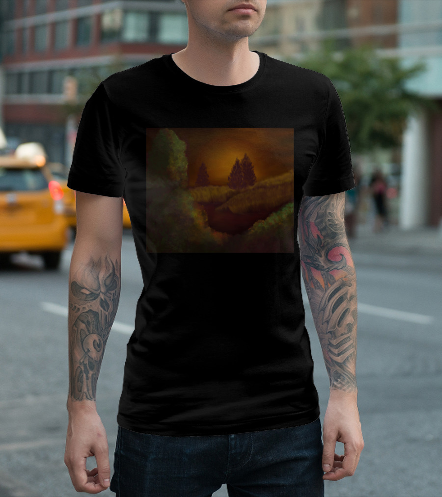 Ebony Dawn Forest Sunset Landscape T-Shirt