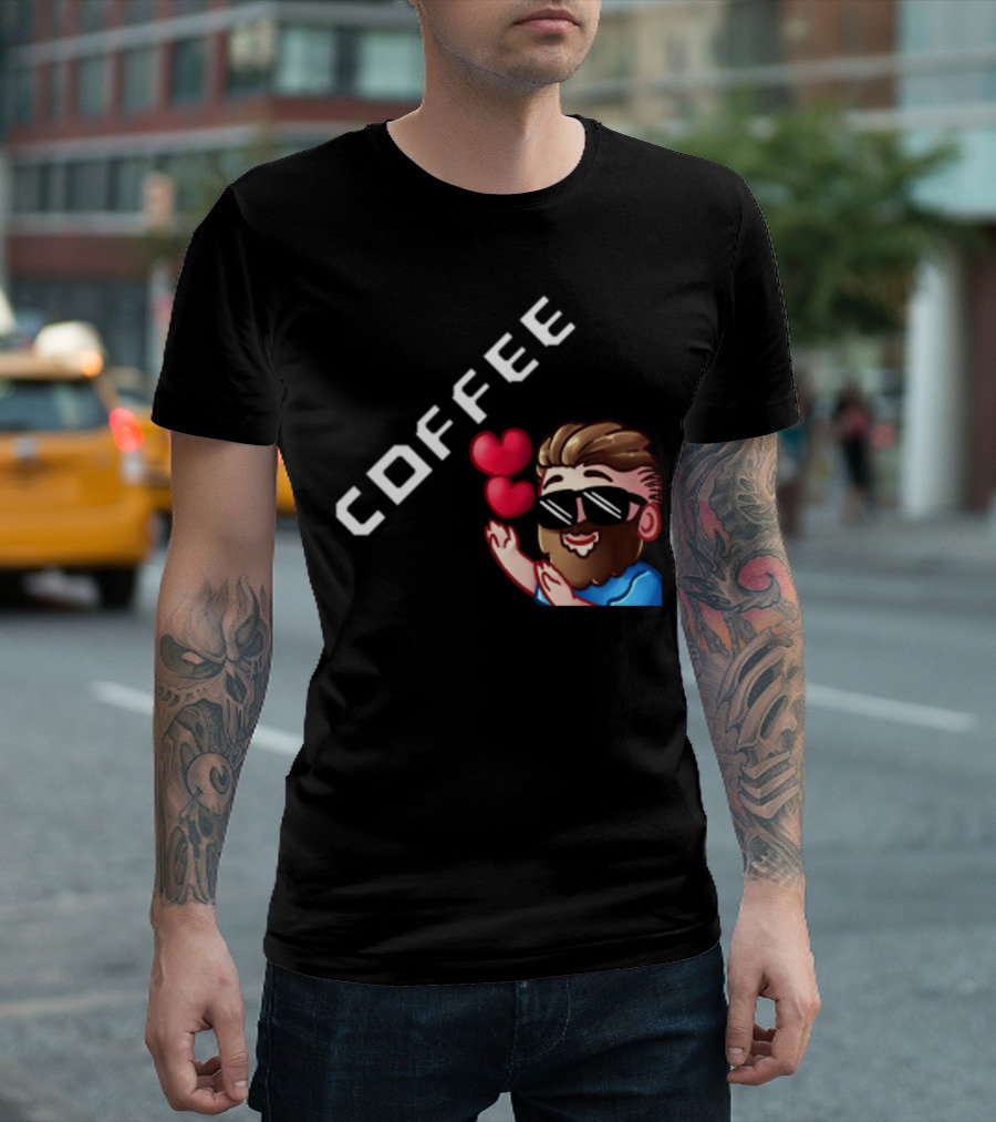 COFFEE Emoji Man With Hearts T-Shirt
