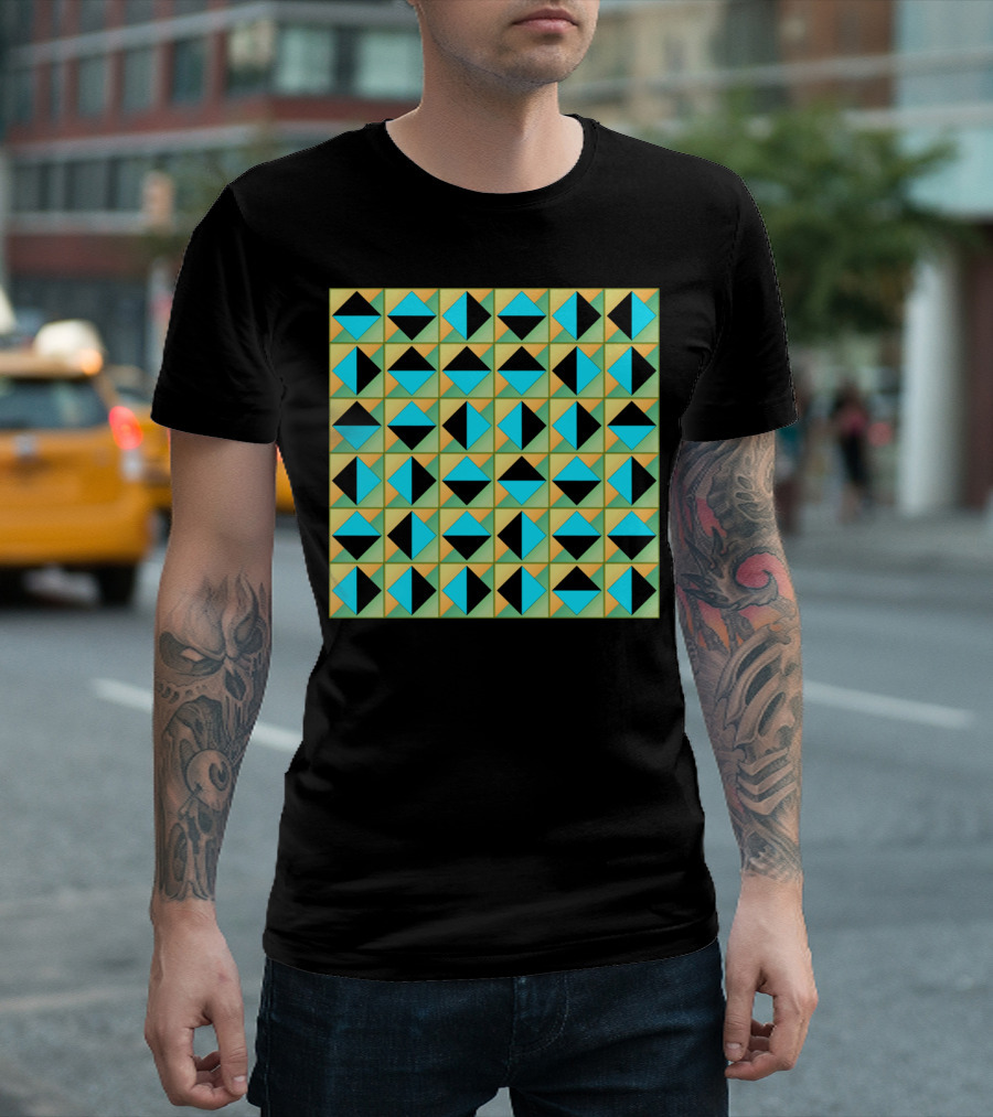 Algorithmic Geometric Colorful Pattern Design Squares T-Shirt