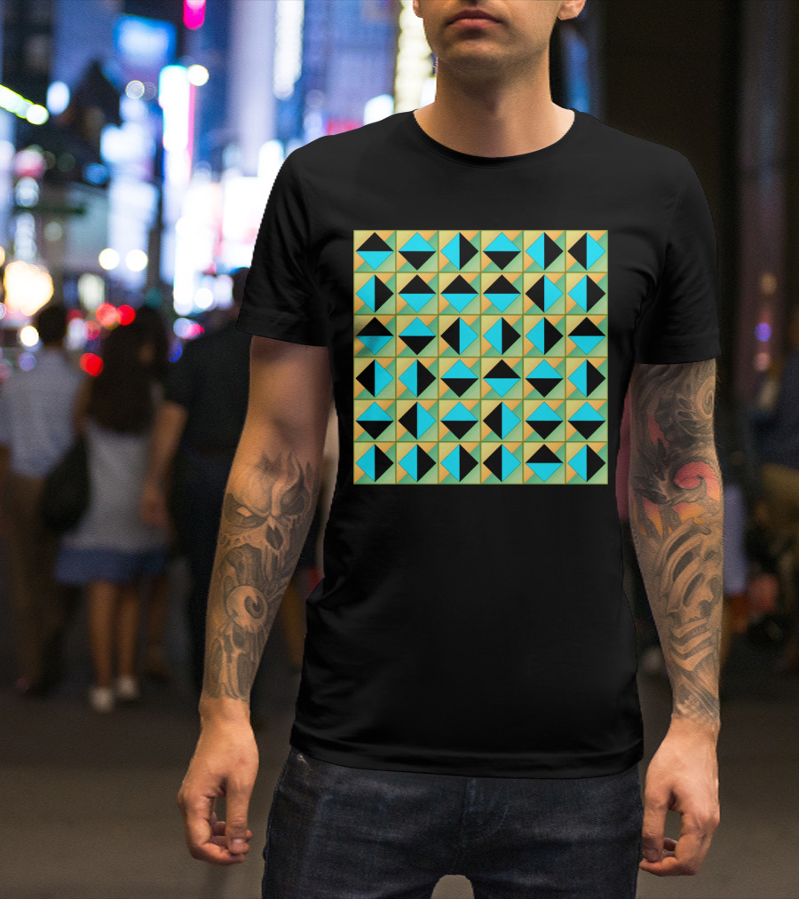 Algorithmic Geometric Colorful Pattern Design Squares T-Shirt
