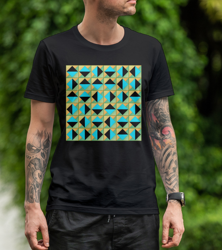 Algorithmic Geometric Colorful Pattern Design Squares T-Shirt