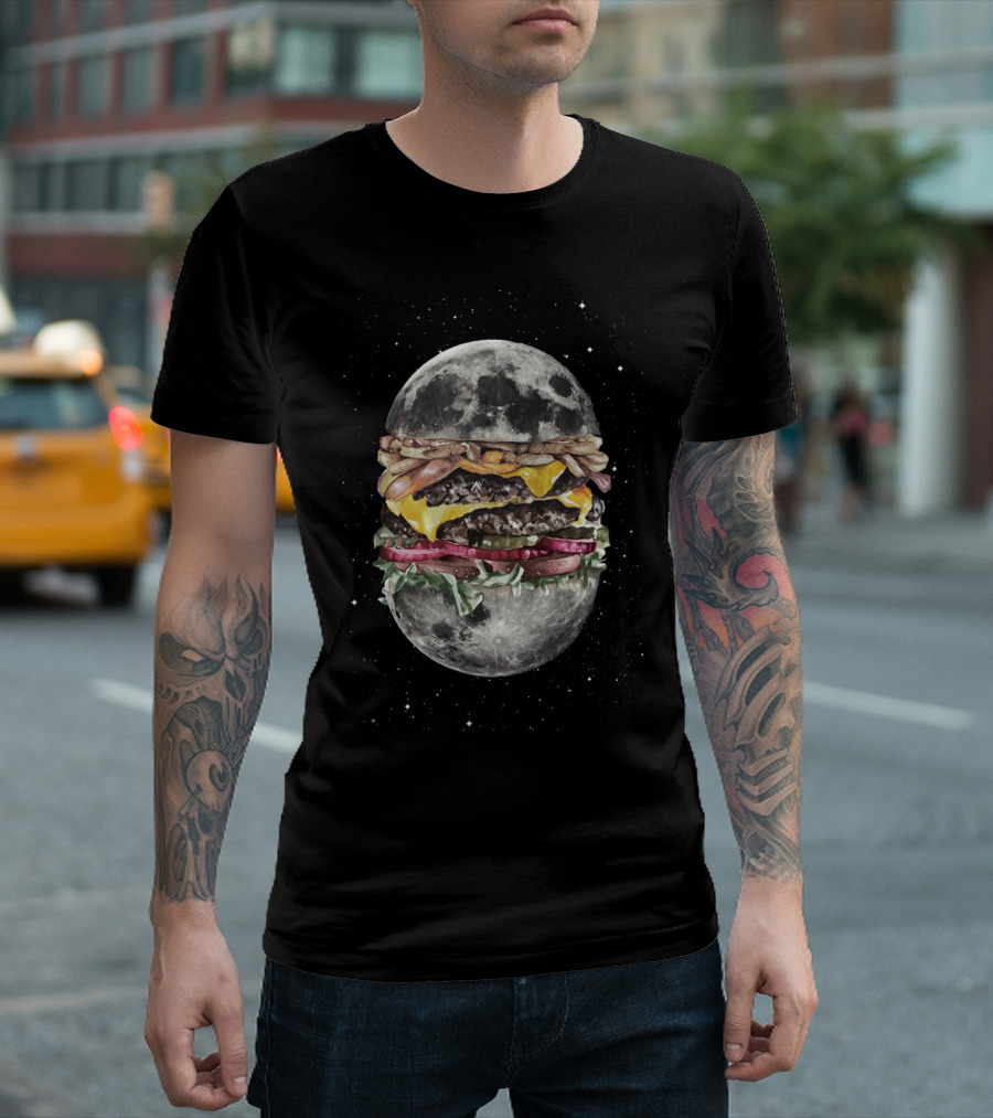 Moon Burger Lunar Fast Food Cosmic Cheeseburger T-Shirt