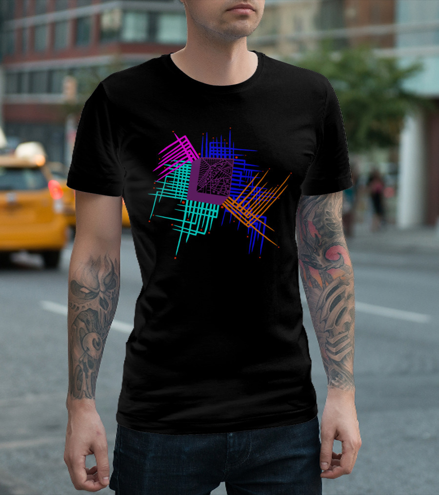 Thought Explosion Geometric Circuitry Burst T-Shirt