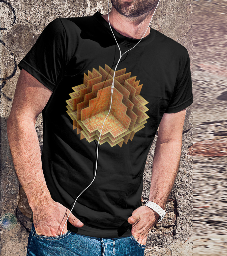 Three Dee Geometric Fractal Layers T-Shirt