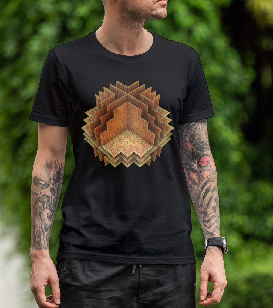 Three Dee Geometric Fractal Layers T-Shirt