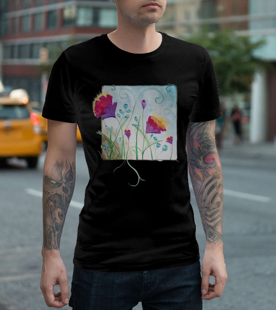 Alien Meadow Watercolor Floral Wonderland T-Shirt