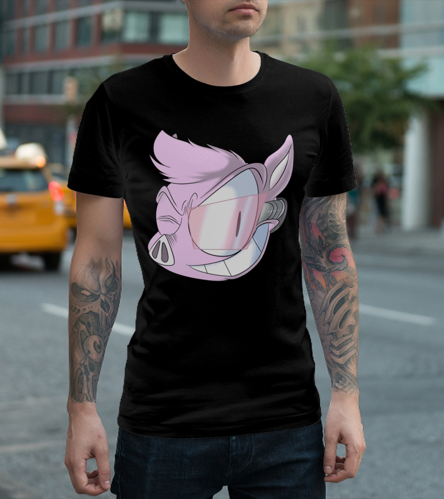BionicPIG Futuristic Cybernetic Cartoon Character T-Shirt