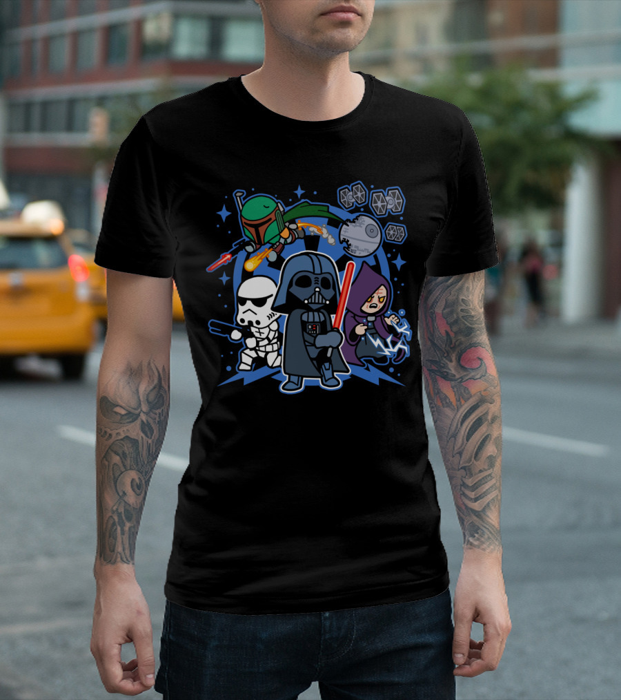 Darth Vader And Friends Boba Fett Stormtrooper Death Star TIE Fighters Emperor Palpatine T-Shirt