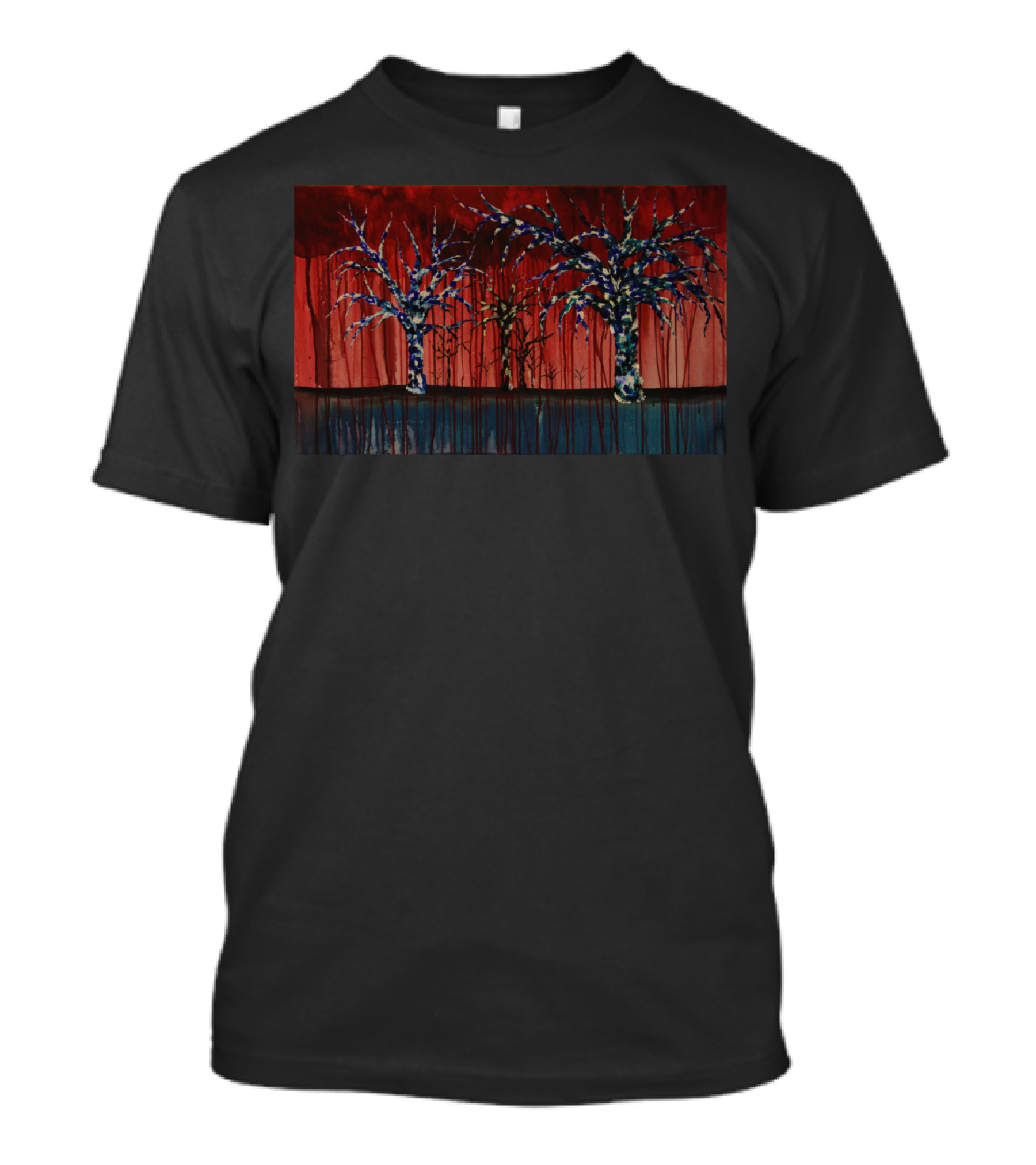 Birches Natural Forest Scene With Vivid Colors And Abstract Trees T-Shirt