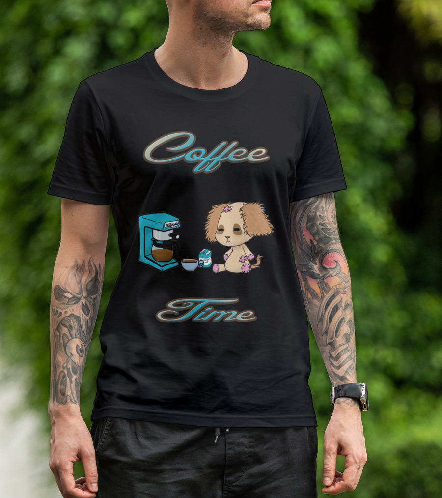 Coffee Time With Boof Boof Puppy And Coffee Maker T-Shirt