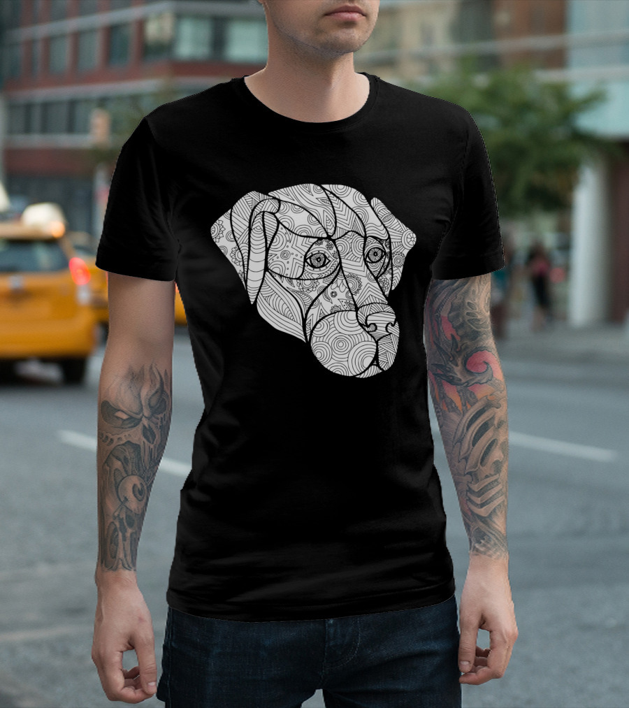 Labrador Retriever Mandala Detailed Patterned Dog Head T-Shirt