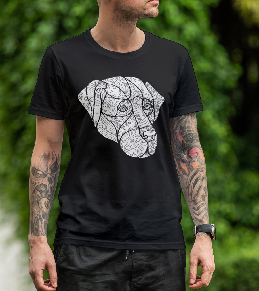 Labrador Retriever Mandala Detailed Patterned Dog Head T-Shirt