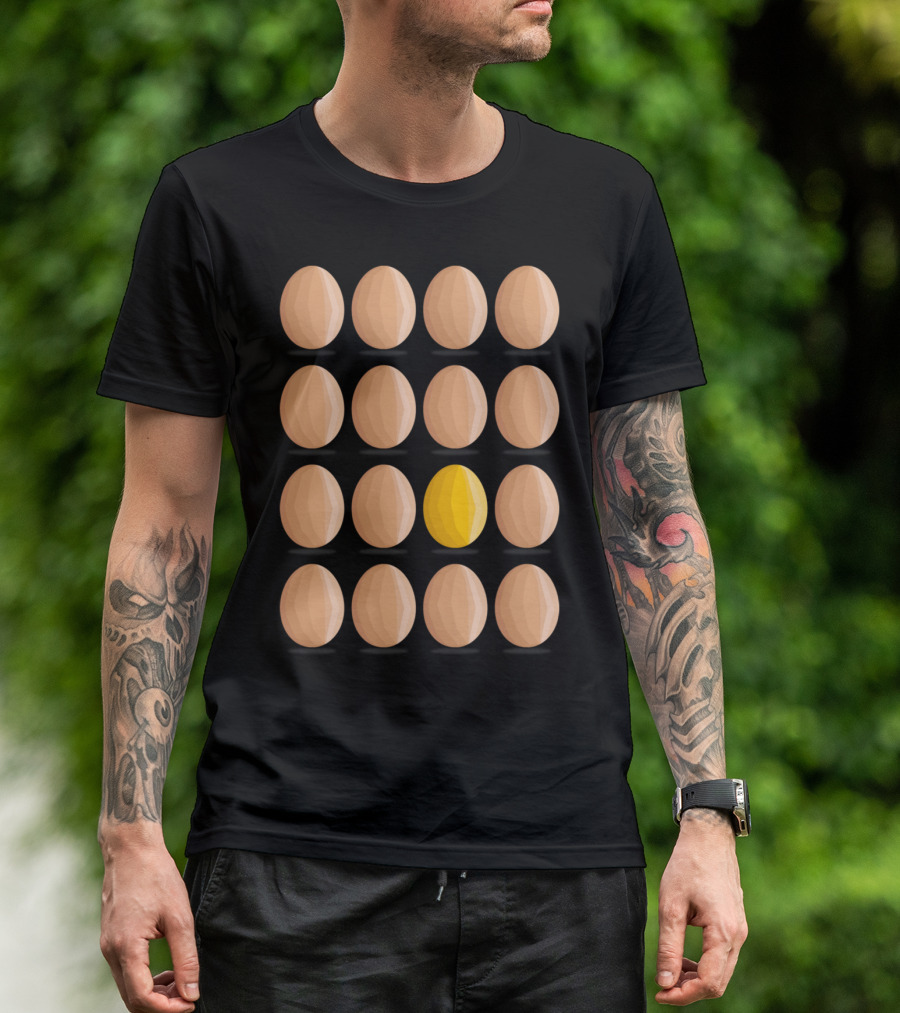 Eggs Family Unique Yellow Egg Among Brown Eggs T-Shirt