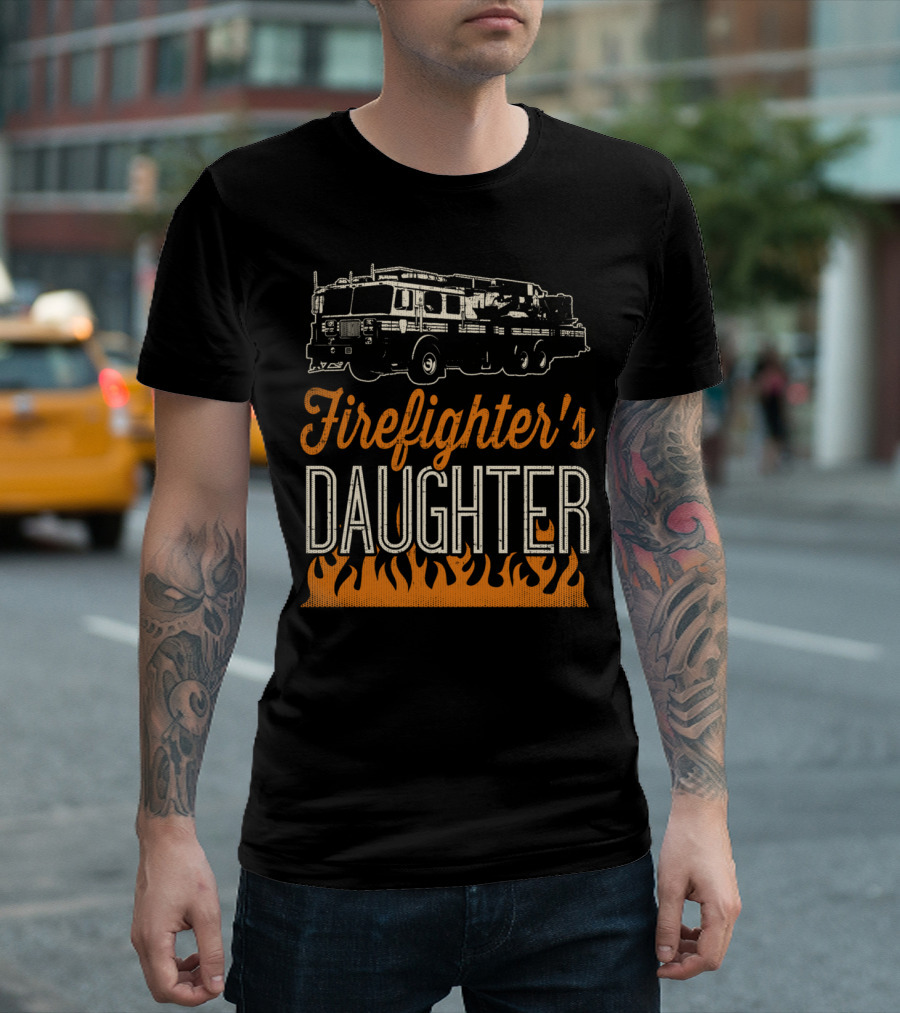 Firefighter's Daughter Firetruck Flames T-Shirt