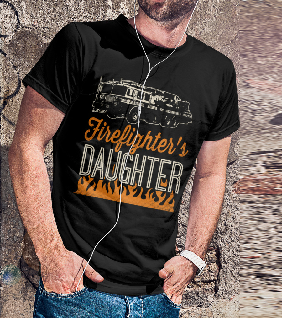 Firefighter's Daughter Firetruck Flames T-Shirt