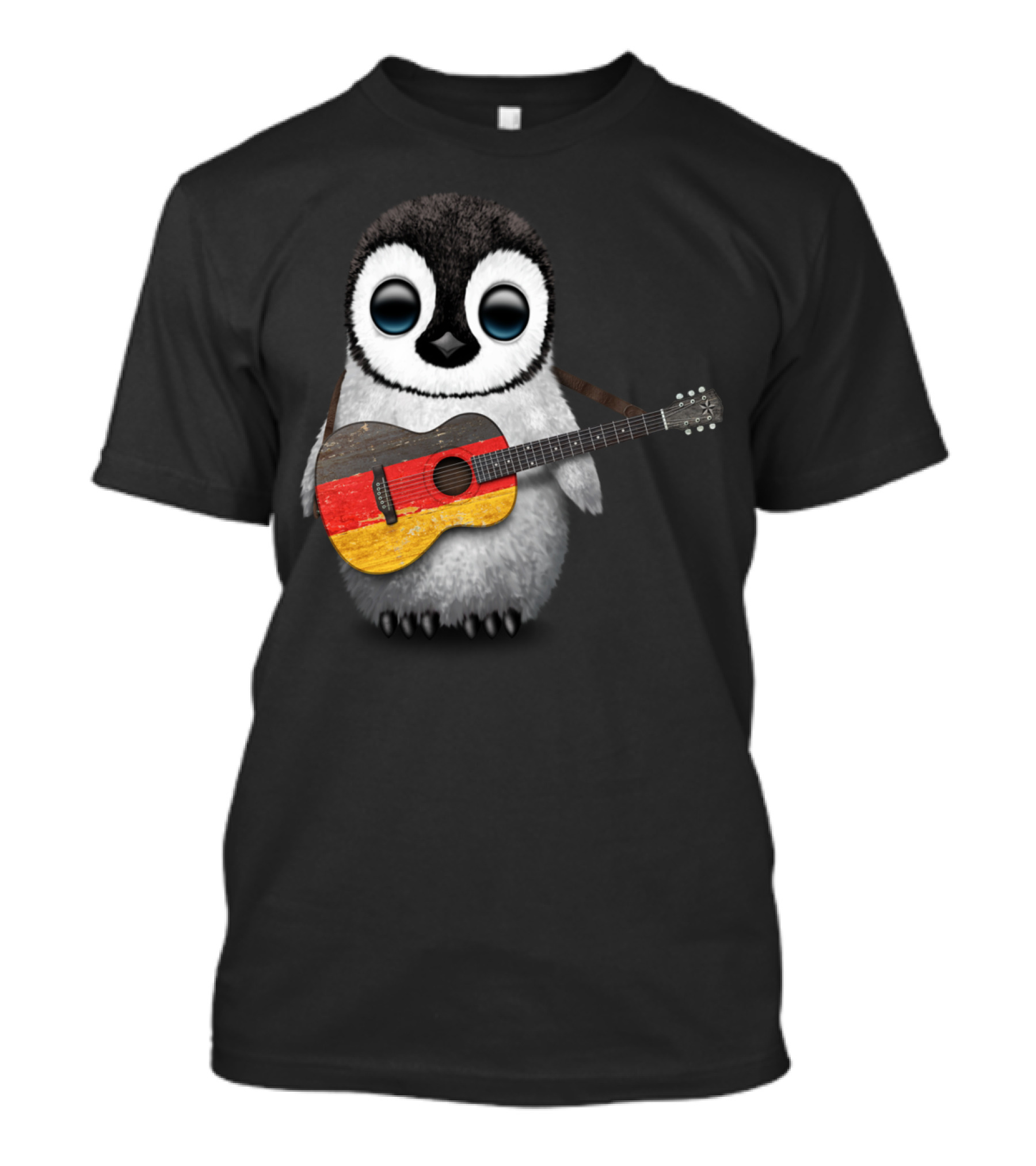 Baby Penguin Holds German Flag Guitar T-Shirt