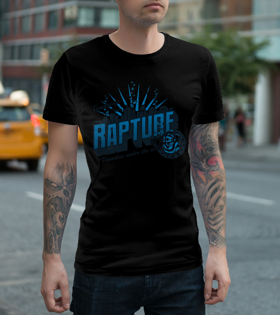 Greetings From Rapture Paradise Under the Sea Iconic Dive Suit and Skyline T-Shirt