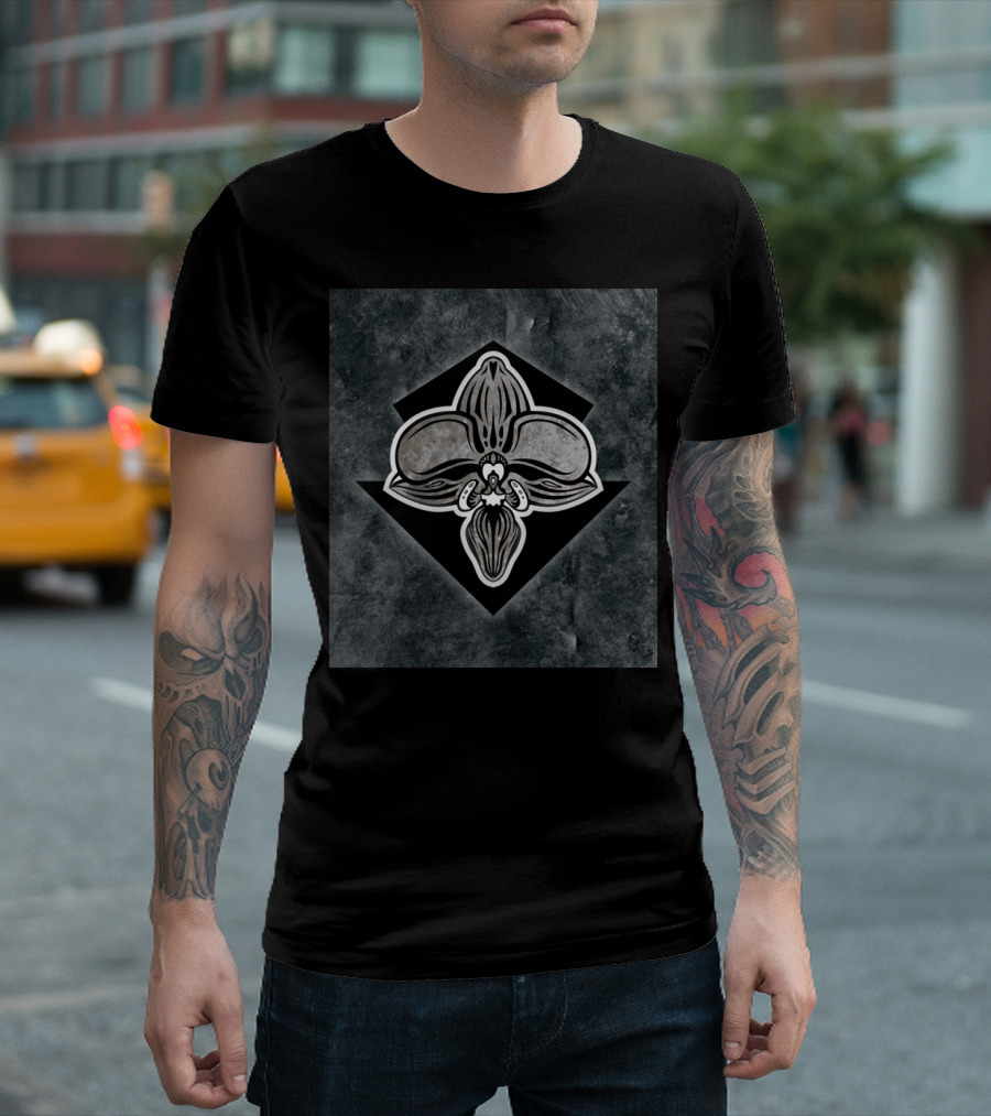 Grey Orchid Floral Geometry T-Shirt