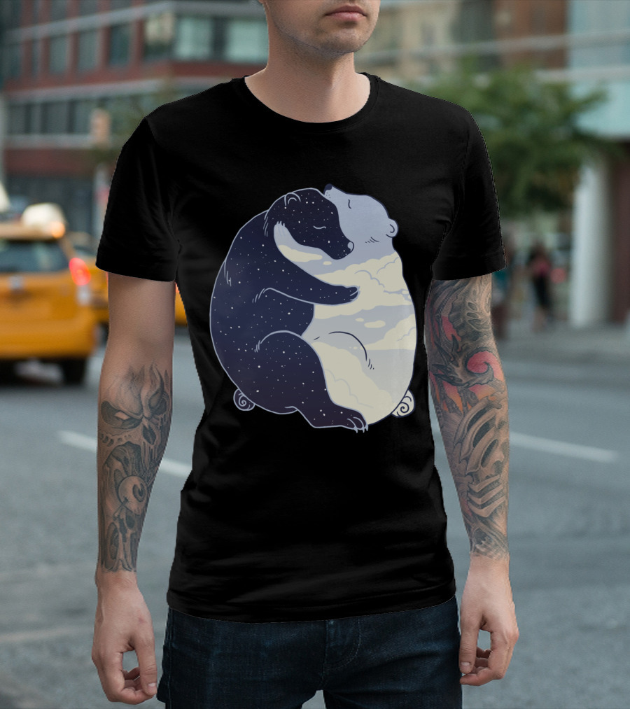 Night And Day Cosmic Bear Hug Fusion T-Shirt